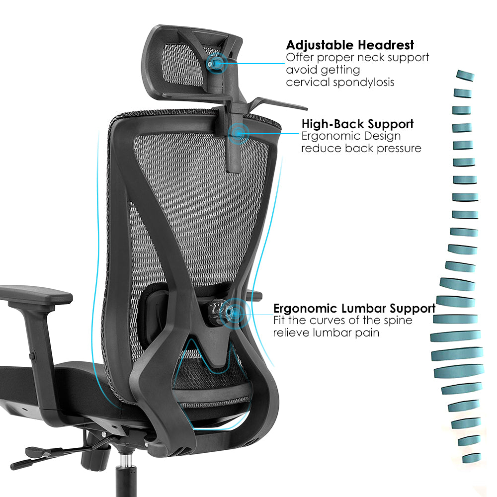 High back office chair - Model No. KP -Oka-H (Plus) Black Color | Best Office Chair