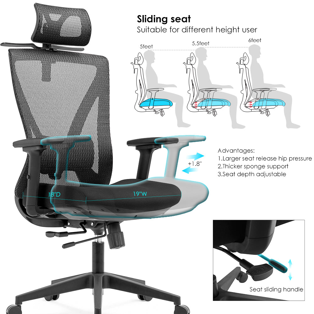 High back office chair - Model No. KP -Oka-H (Plus) Black Color | Best Office Chair