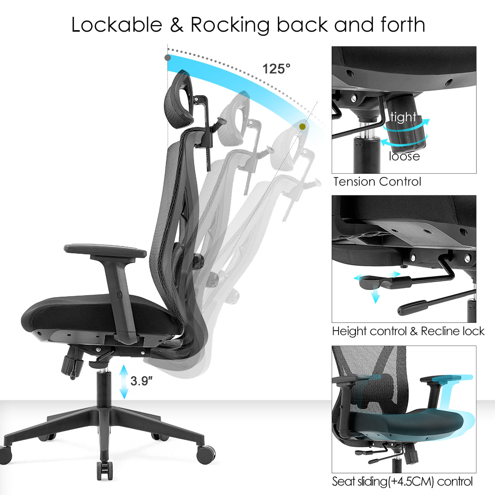High back office chair - Model No. KP -Oka-H (Plus) Black Color | Best Office Chair