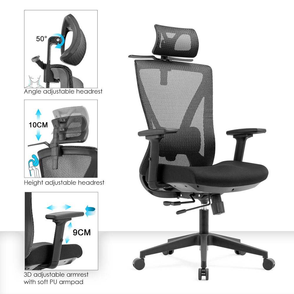 High back office chair - Model No. KP -Oka-H (Plus) Black Color | Best Office Chair