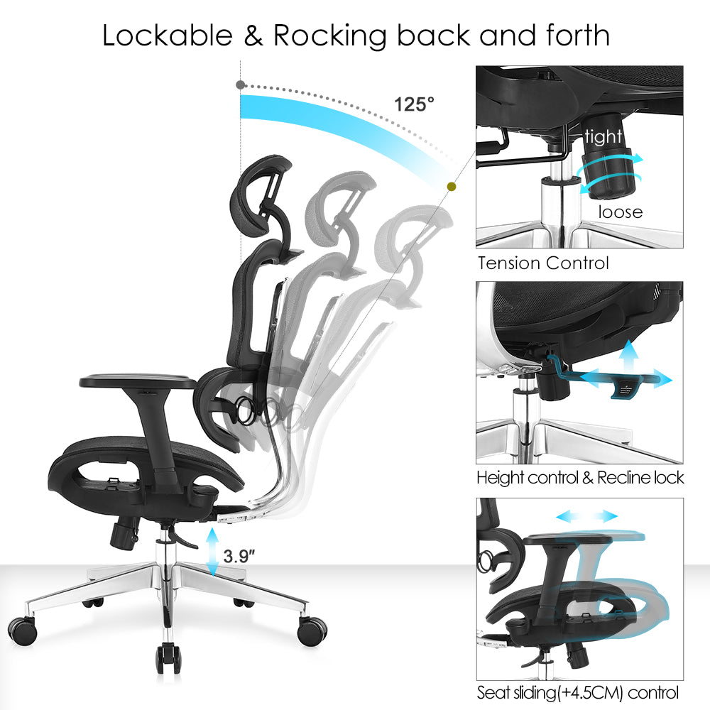 High back office chair - Model No. KP -Lana-H(Alum. frame)| Best Office Chair
