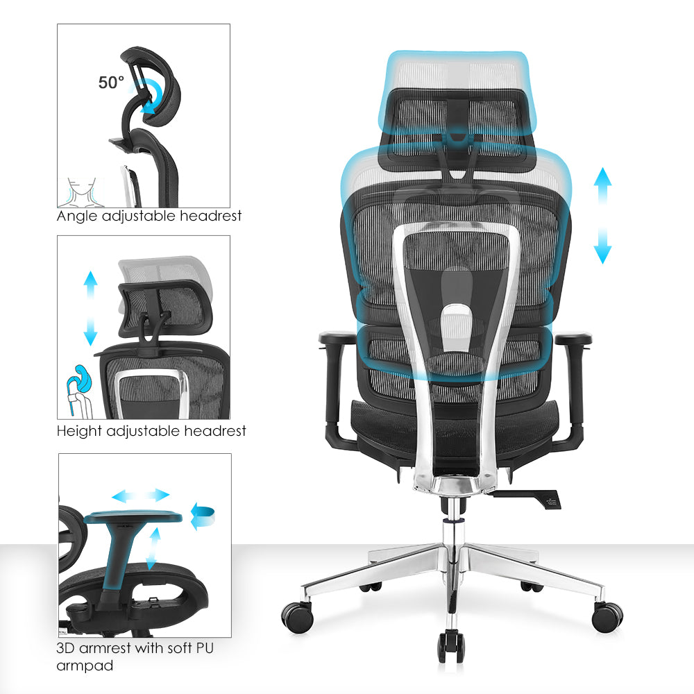 High back office chair - Model No. KP -Lana-H(Alum. frame)| Best Office Chair