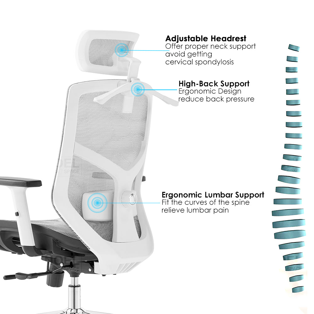 High back office chair - Model No. KP -Lina-H (Full mesh) White Color | Best Office Chair