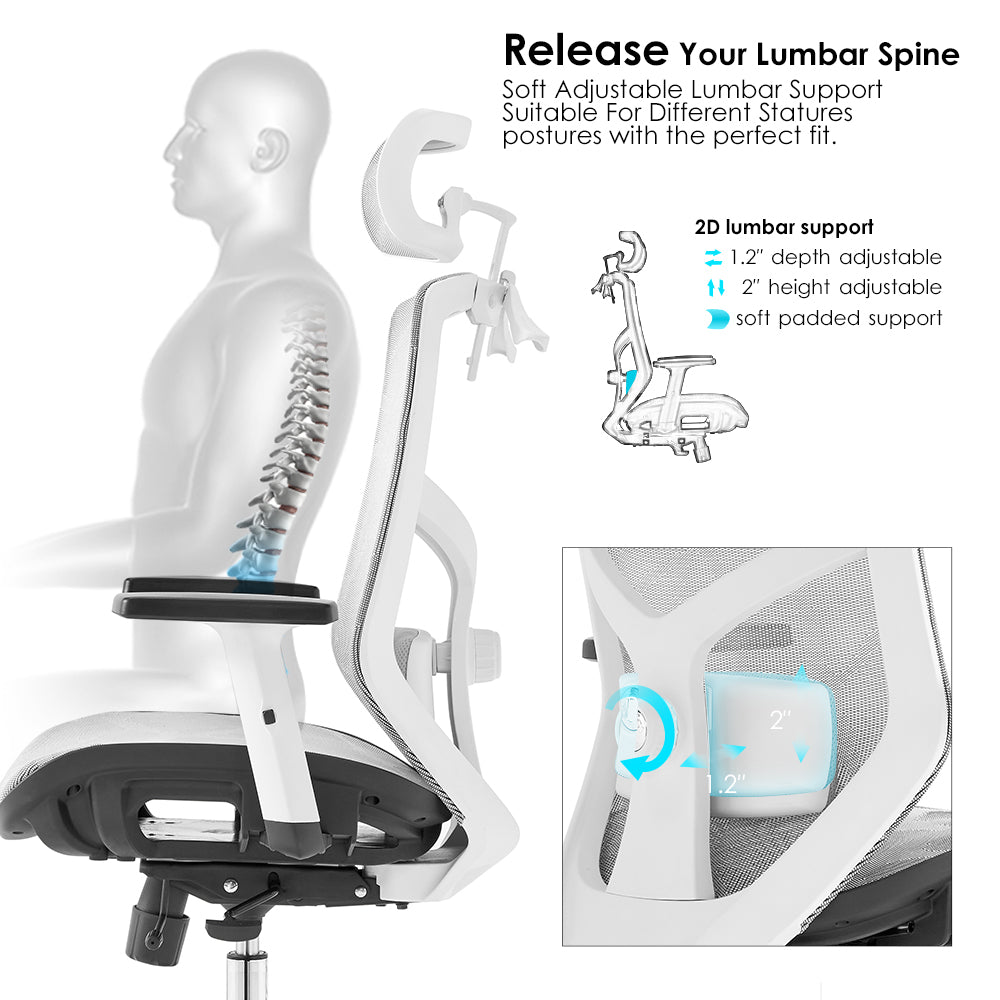 High back office chair - Model No. KP -Lina-H (Full mesh) White Color | Best Office Chair