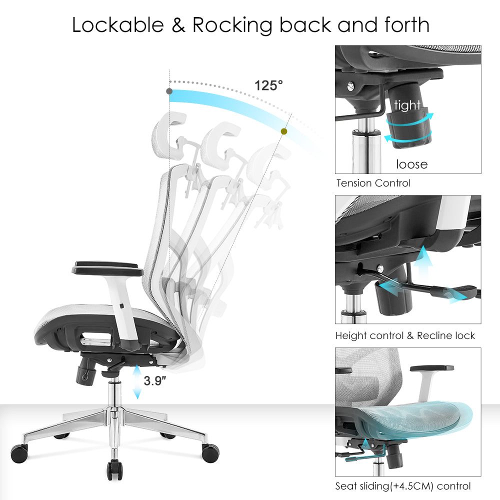 High back office chair - Model No. KP -Lina-H (Full mesh) White Color | Best Office Chair