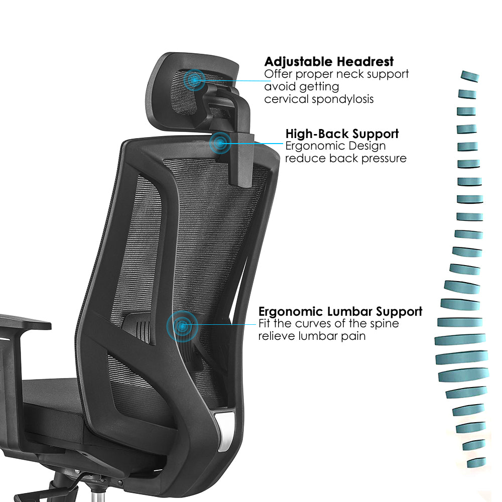 High back office chair - Model No. KP -Super-H (Black nylon) | Best Office Chair