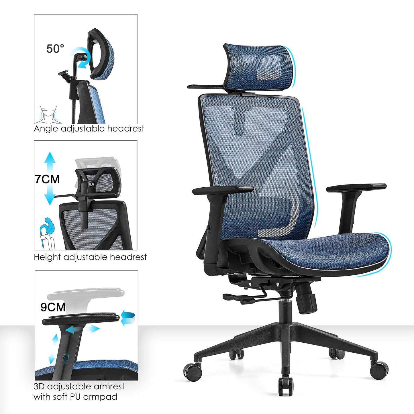 High back office chair - Model No. KP -Mike-H (Mesh seat) | Best Office Chair