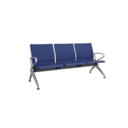 PU Waiting Chair - Model No. KP-SJ9077L, Blue Color, Office Furniture